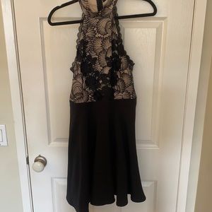High neck black dress